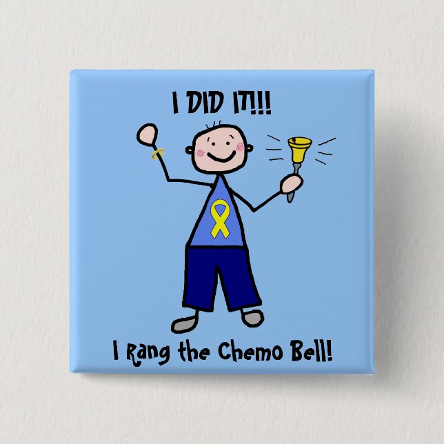 Chemo Bell - gelber Band-Hodenkrebs Button (Vorderseite)