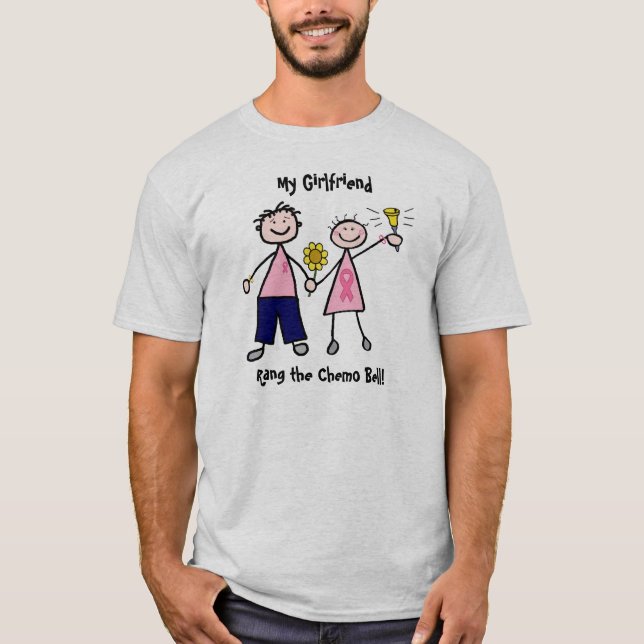 Chemo Bell - rosa Band-Brustkrebs T-Shirt (Vorderseite)