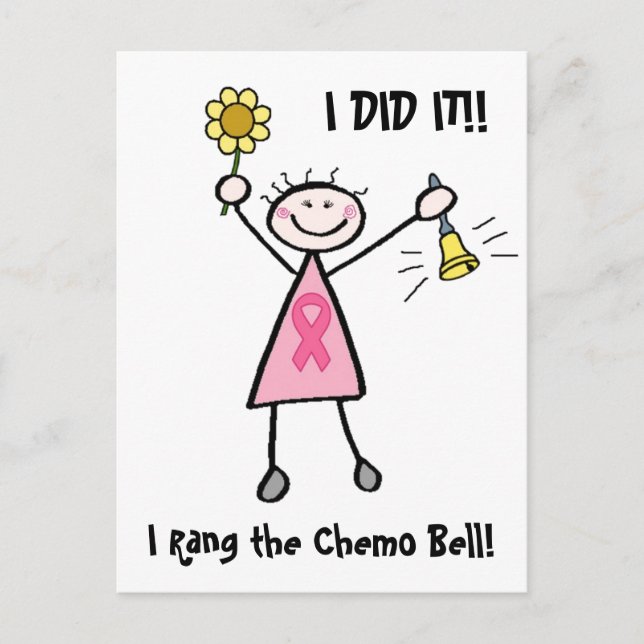 Chemo Bell - rosa Ribbon Brustkrebs Postkarte (Vorderseite)