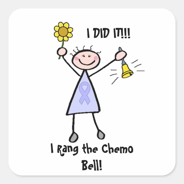 Chemo Bell - Weiblicher Krebs Quadratischer Aufkleber (Vorderseite)