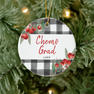 Chemo Graduate Karierter Personalisierter Krebsübe Keramik Ornament