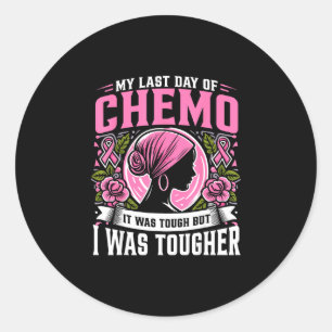 Chemo-Krieger letzter Tag der Chemo Brustkrebs Runder Aufkleber