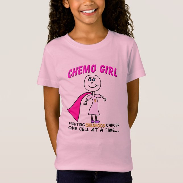 Chemo Mädchen-Kindheits-Krebs-Unterstützung T-Shirt (Vorderseite)
