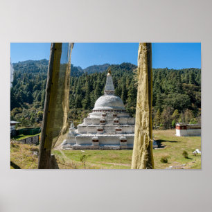 Chendebji Chorten in Bhutan, Himalaya, Asien Poster