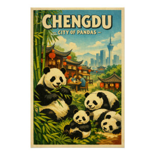 Chengdu, China, in klassischem Retro-Stil Poster
