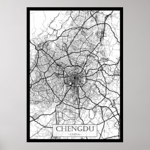 Chengdu China Karte Poster