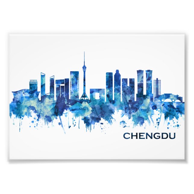 Chengdu China Skyline Blue Fotodruck (Vorne)