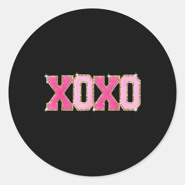 Chenille Patch Sparkling Xoxo-Valentinstag Runder Aufkleber (Vorderseite)