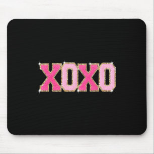 Chenille-Patchwork funkelndes Xoxo Valentinstag He Mousepad