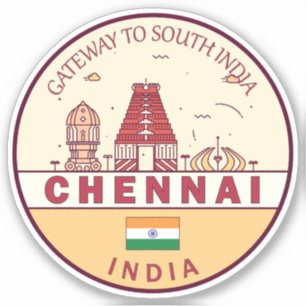 Chennai India City Skyline Emblem Aufkleber