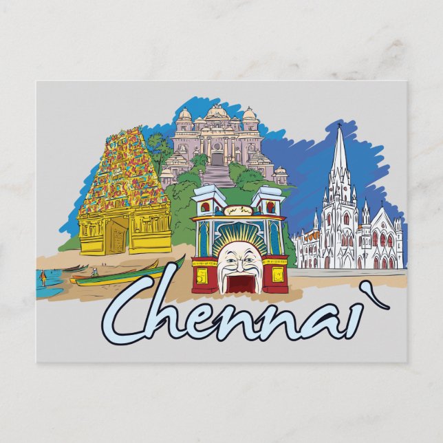 Chennai, Indien Berühmte Stadt Postkarte (Vorderseite)