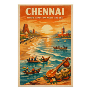 Chennai, Indien, im klassischen Retro-Stil Poster