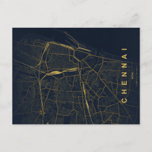 Chennai Indien Stadtplan Minimal Design Postkarte