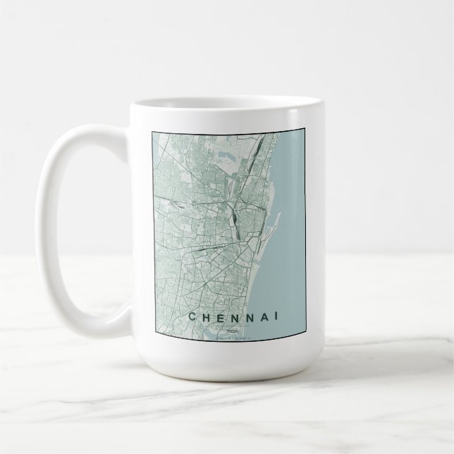Chennai Indien Stadtplan Minimales Design Kaffeetasse (Links)