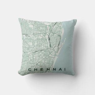 Chennai Indien Stadtplan Minimales Design Kissen