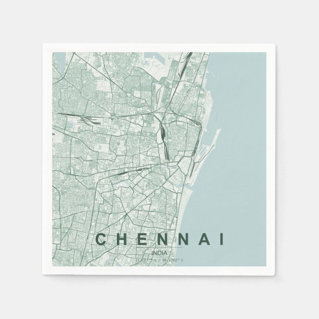 Chennai Indien Stadtplan Minimales Design Serviette (Vorderseite)