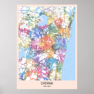 Chennai Tamil Nadu Stadtkarte Poster