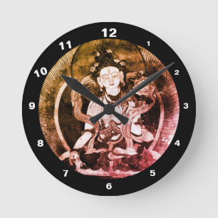 Chenrezing Buddha, Vintag Heruka, Tibet Himalaya Runde Wanduhr