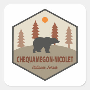 Chequamegon-Nicolet National Forest Bear Quadratischer Aufkleber