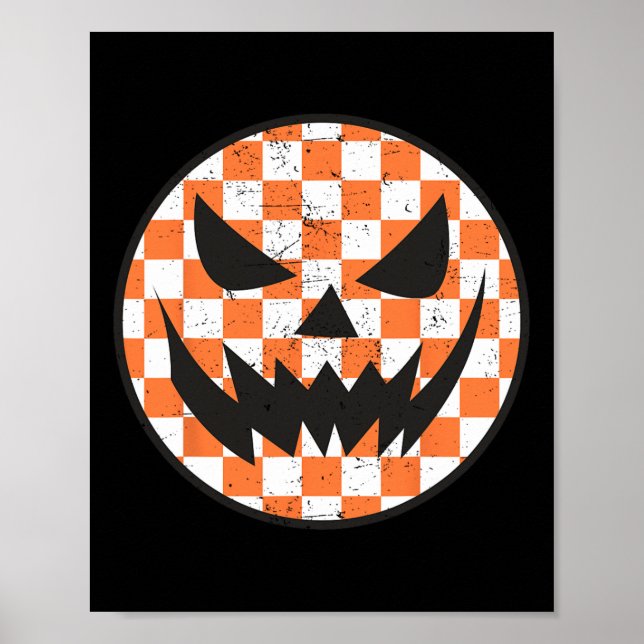 Chered Pattern Halloween Face Trendy Kids Poster (Vorne)
