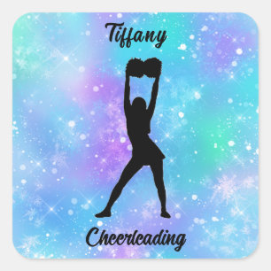 Chereleader Snowflake Color Blast mit ihrem Namen  Quadratischer Aufkleber