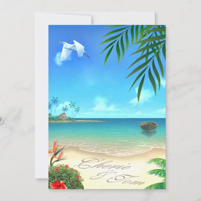 Cherie & Tom Exotic Beach ::custom: Einladung (Vorderseite)