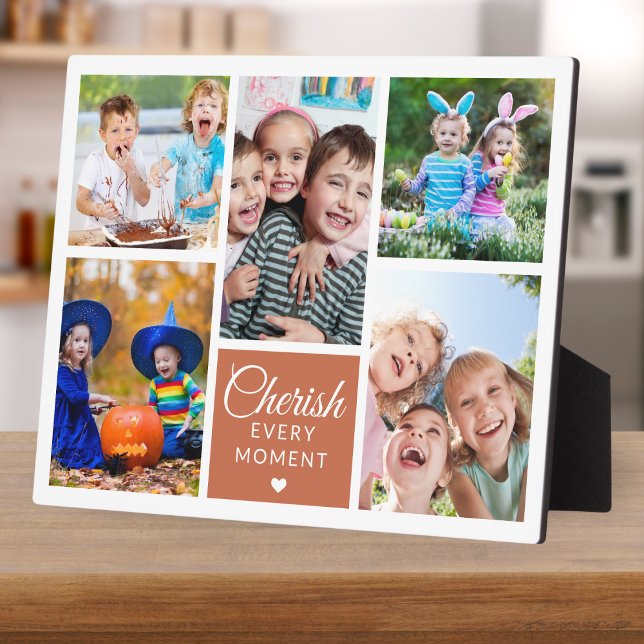 Cherish Every moment Terracotta 5 Foto Collage Fotoplatte (Von Creator hochgeladen)