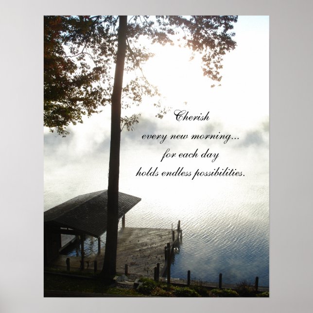 Cherish Every Morning - Foggy Lake Poster (Vorne)