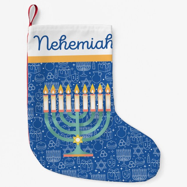 Cherish Hanukkah Star von David Hanukkah Blue Whit Kleiner Weihnachtsstrumpf (Vorderseite)