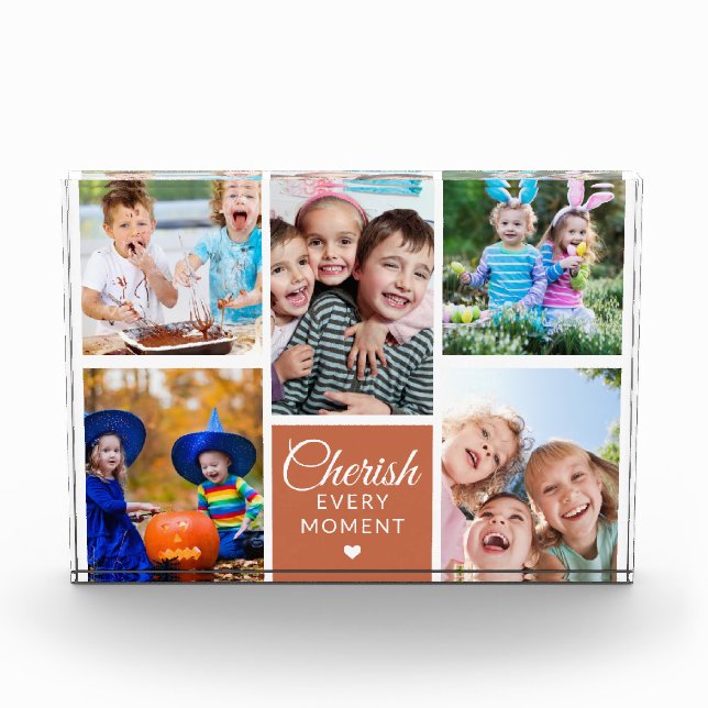 Cherish Jeden Moment Terracotta 5 Picture Collage Fotoblock (Vorderseite)