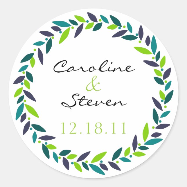Cherish Wreath Wedding Date Sticker (Vorderseite)