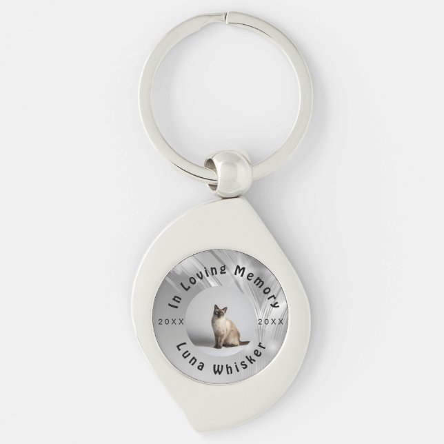 Cherished Cat Photo Memory Frame Art Schlüsselanhänger (Vorderseite)