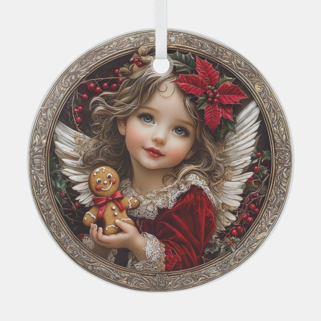 Cherished Cheer – Angel of Gingerbread Joy Ornament Aus Glas (Vorderseite)