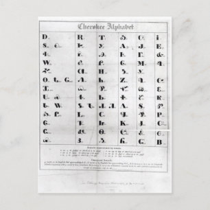 Cherokee Alphabet, Pendeltons "Lithografie" Postkarte