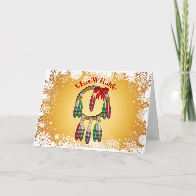 Cherokee Christmas Dream Catcher Card Feiertagskarte (Vorderseite)