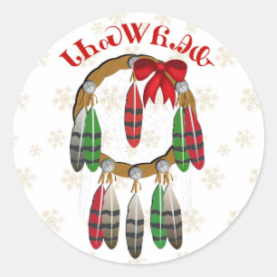 Cherokee Christmas Dream Catcher Runder Aufkleber