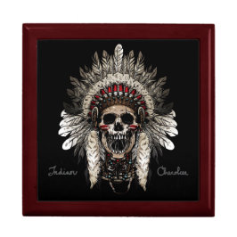 Cherokee Indian Tribal Skull Erinnerungskiste
