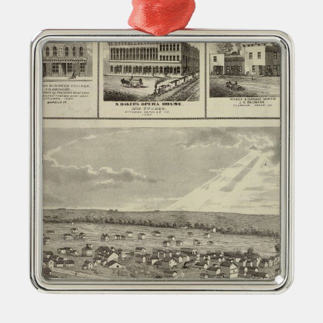 Cherokee, Iowa, 1875 Geschäfte in Centerville Silbernes Ornament (Vorne)