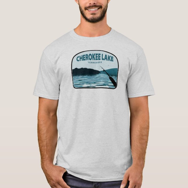 Cherokee Lake Tennessee Angelrute T-Shirt (Vorderseite)