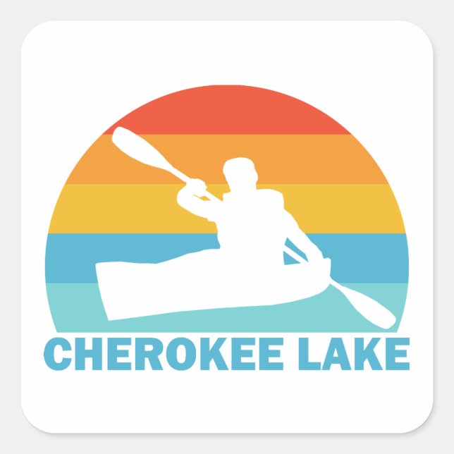 Cherokee Lake Tennessee Kayak Quadratischer Aufkleber (Vorderseite)