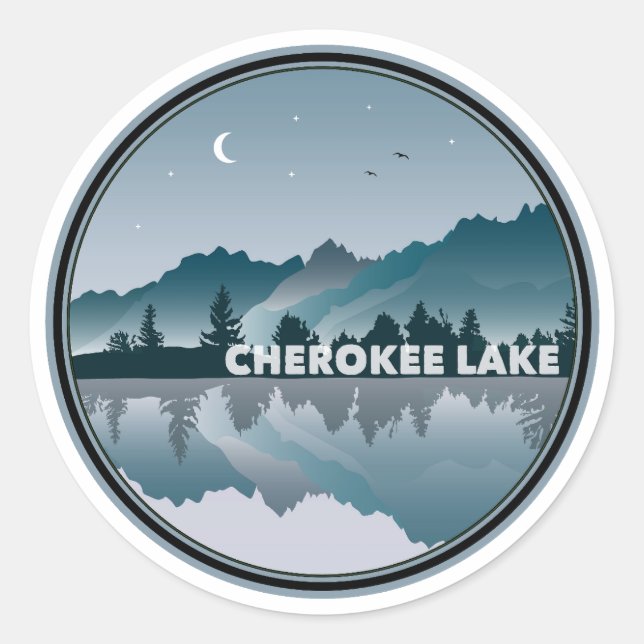Cherokee Lake Tennessee Reflektion Runder Aufkleber (Vorderseite)