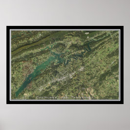 Cherokee Lake Tennessee Satelliten-Poster Karte Poster