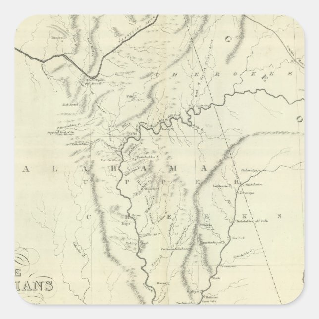 Cherokee Map Quadratischer Aufkleber (Vorderseite)