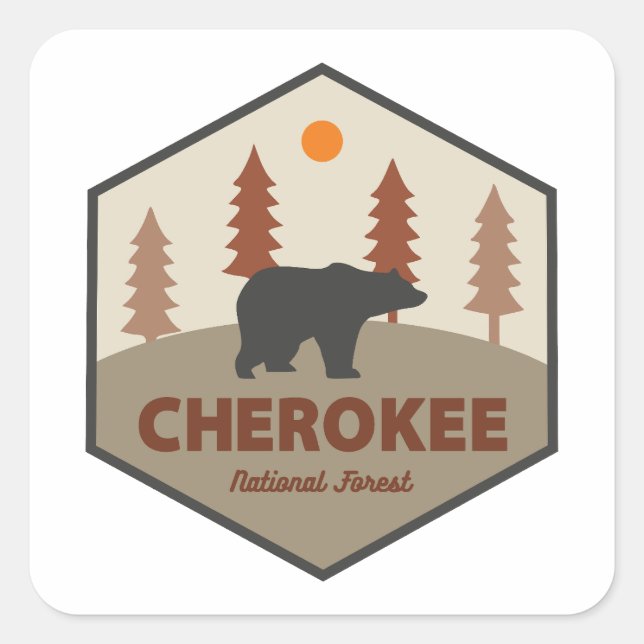 Cherokee National Forest Tennessee Bear Quadratischer Aufkleber (Vorderseite)