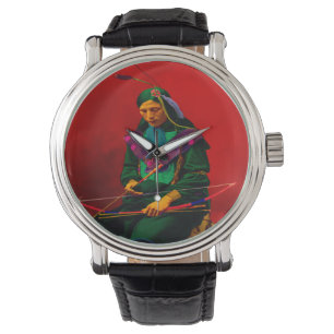 Cherokee Native American Pop Art Armbanduhr
