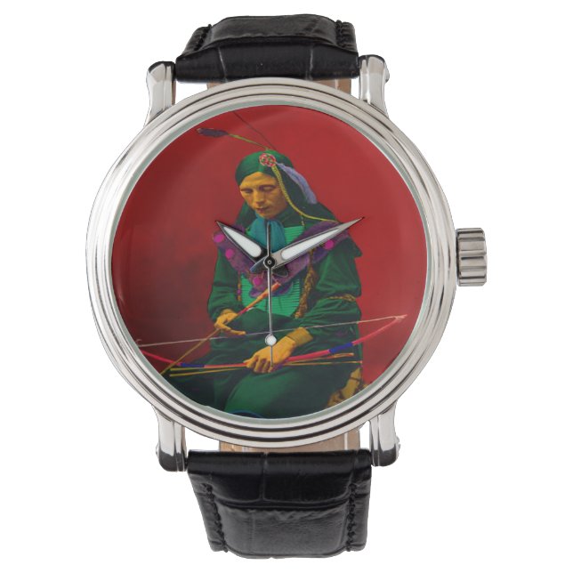 Cherokee Native American Pop Art Armbanduhr (Vorderseite)