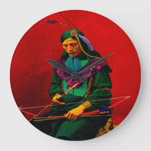 Cherokee Native American Pop Art Große Wanduhr