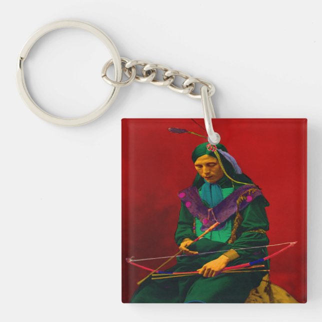 Cherokee Native American Pop Art Schlüsselanhänger (Vorderseite)