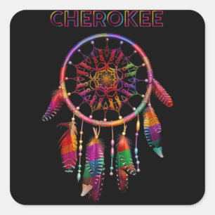 Cherokee Native Amerikanische Ureinwohner Colorful Quadratischer Aufkleber