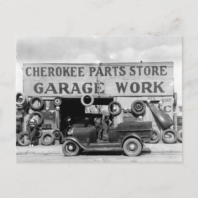 Cherokee Parts Store, 1936 Postkarte (Vorderseite)